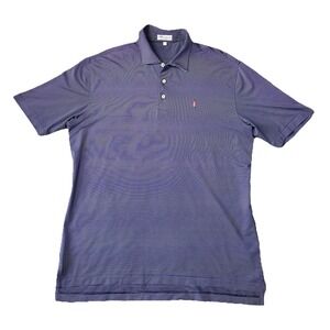 Peter Millar Polo Shirt Men's Large Blue Summer Comfort Striped Stretch Golf